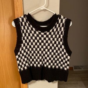 Womens black and white checked vest top